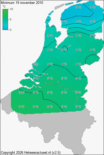 Minimum temperatuur 19 november 2010