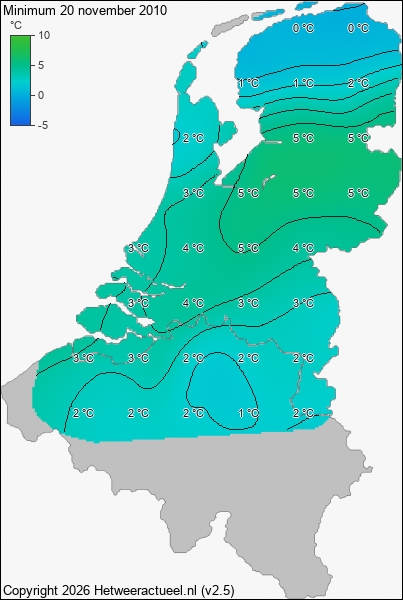 Minimum temperatuur 20 november 2010