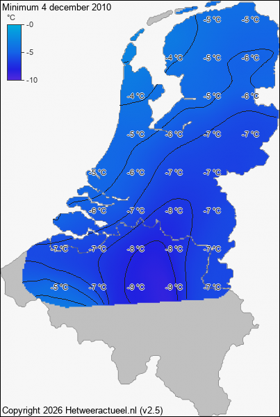 Minimum temperatuur 4 december 2010