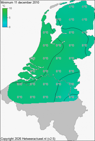 Minimum temperatuur 11 december 2010