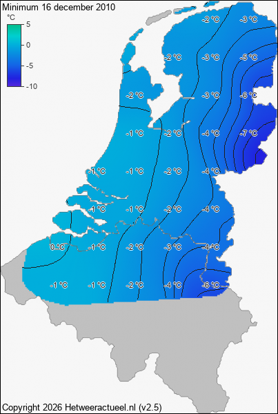 Minimum temperatuur 16 december 2010