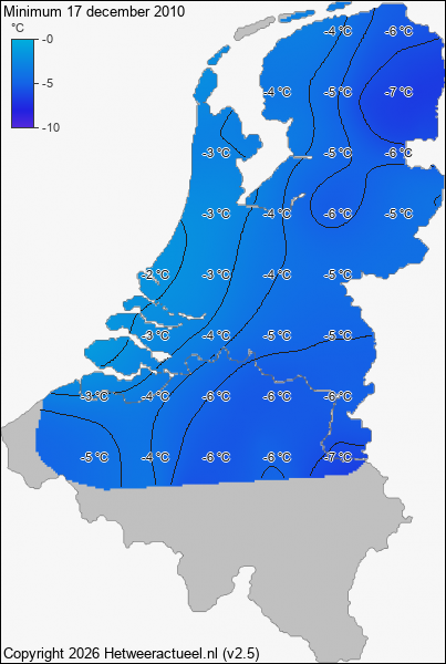 Minimum temperatuur 17 december 2010