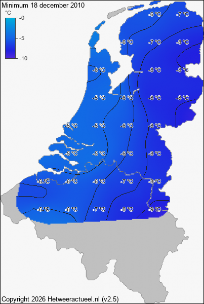 Minimum temperatuur 18 december 2010