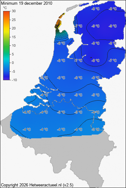 Minimum temperatuur 19 december 2010