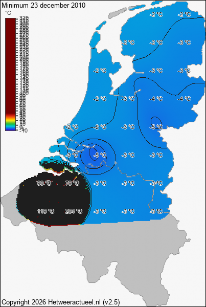 Minimum temperatuur 23 december 2010