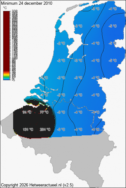 Minimum temperatuur 24 december 2010