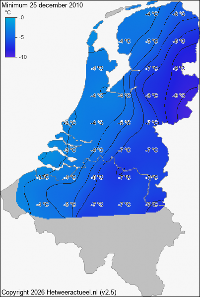 Minimum temperatuur 25 december 2010