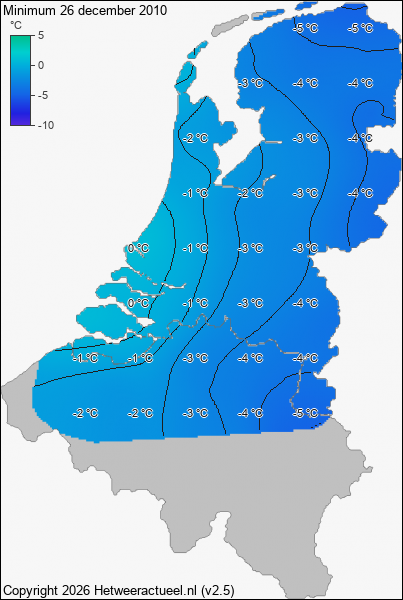 Minimum temperatuur 26 december 2010