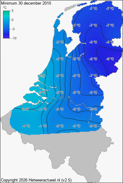 Minimum temperatuur 30 december 2010
