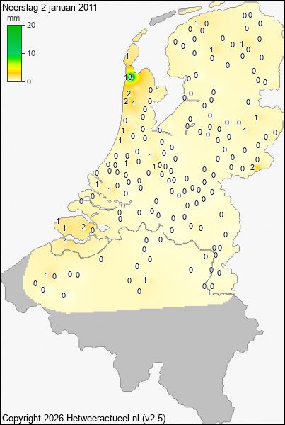 Neerslag 2 januari 2011