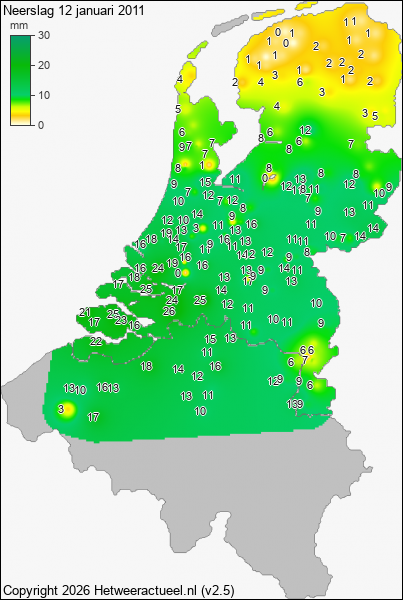 Neerslag 12 januari 2011