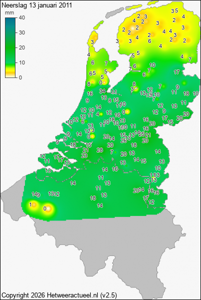 Neerslag 13 januari 2011