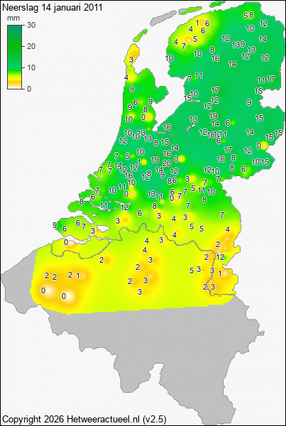 Neerslag 14 januari 2011