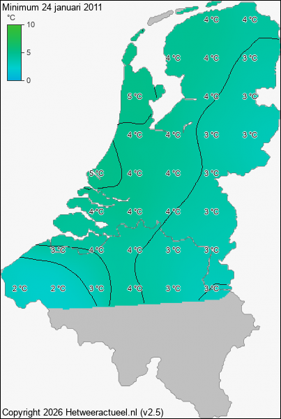 Minimum temperatuur 24 januari 2011