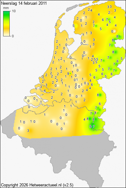 Neerslag 14 februari 2011