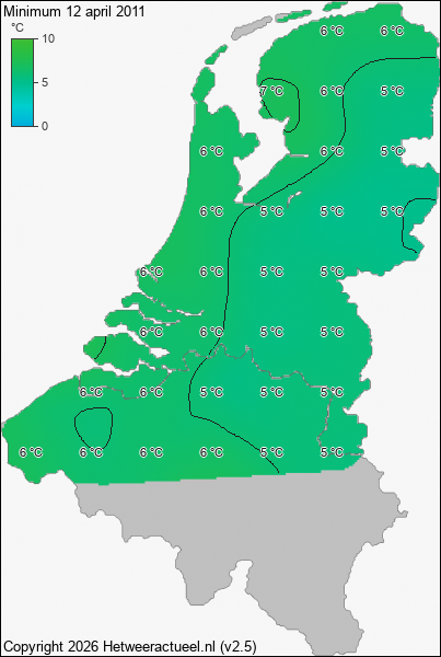 Minimum temperatuur 12 april 2011