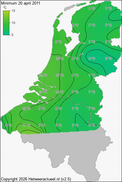 Minimum temperatuur 20 april 2011