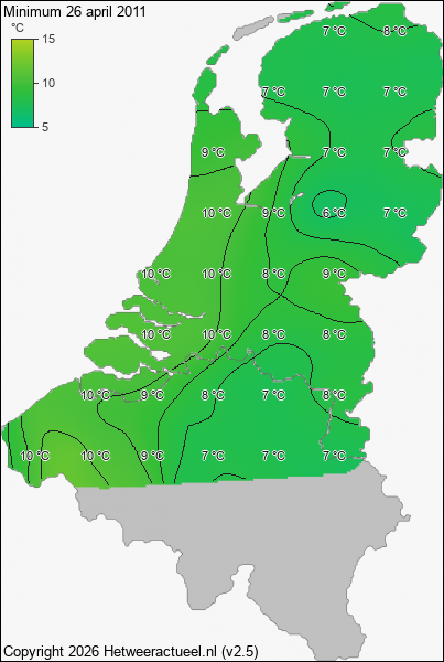 Minimum temperatuur 26 april 2011