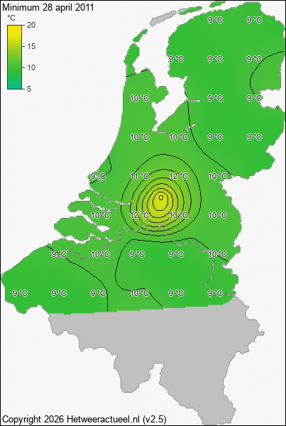 Minimum temperatuur 28 april 2011