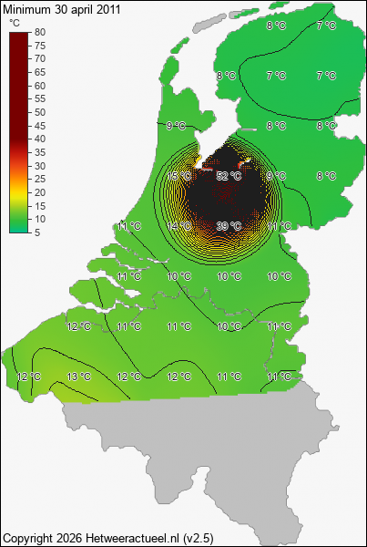 Minimum temperatuur 30 april 2011