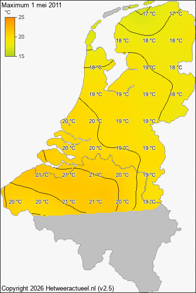 Maximum temperatuur 1 mei 2011
