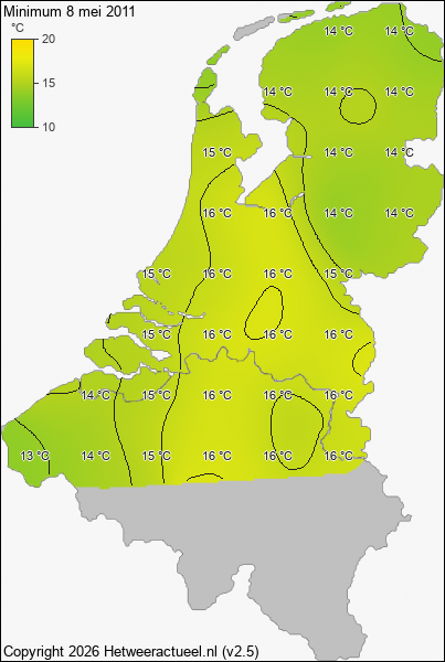 Minimum temperatuur 8 mei 2011