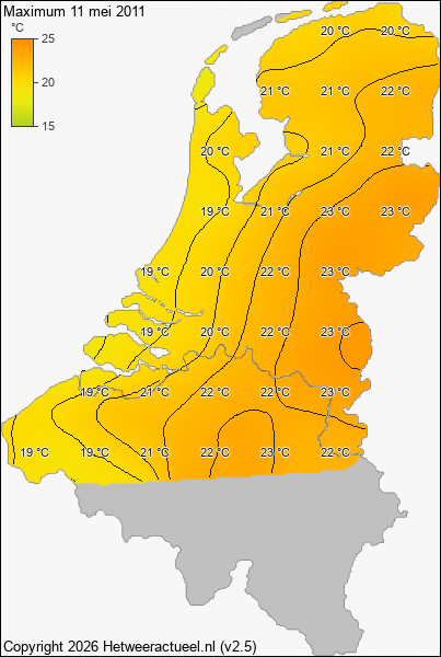 Maximum temperatuur 11 mei 2011