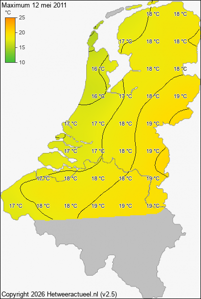 Maximum temperatuur 12 mei 2011