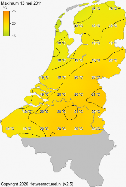 Maximum temperatuur 13 mei 2011