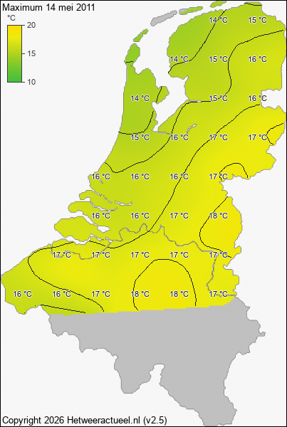 Maximum temperatuur 14 mei 2011
