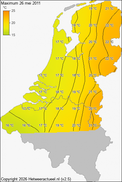 Maximum temperatuur 26 mei 2011