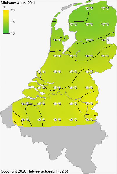 Minimum temperatuur 4 juni 2011