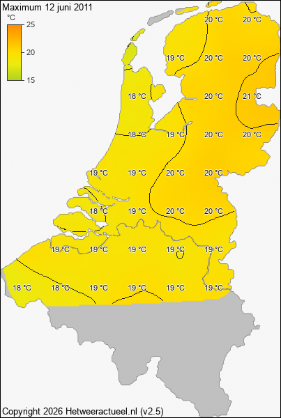 Maximum temperatuur 12 juni 2011