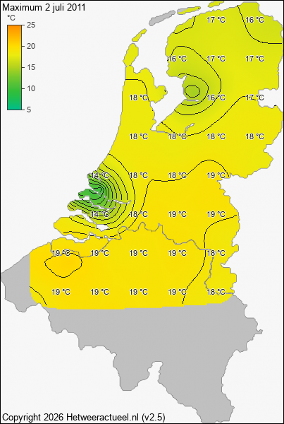 Maximum temperatuur 2 juli 2011