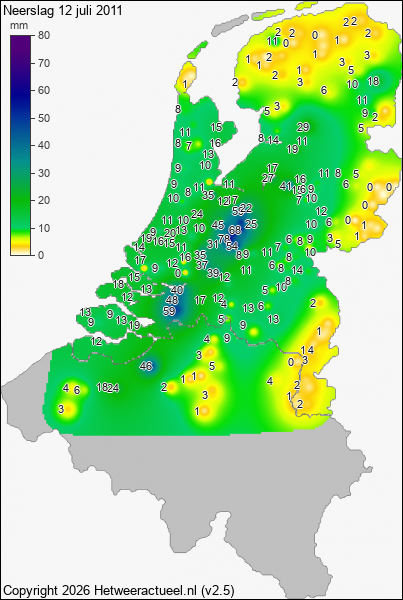 Neerslag 12 juli 2011
