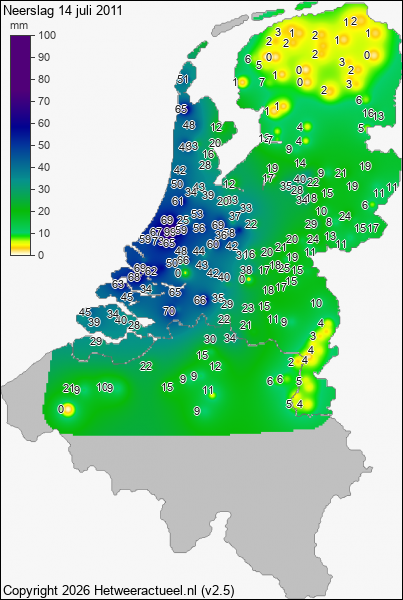 Neerslag 14 juli 2011