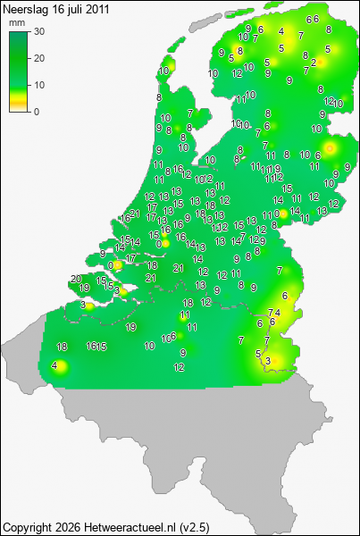 Neerslag 16 juli 2011