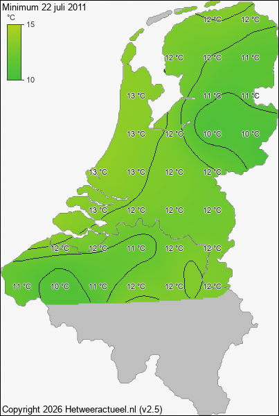 Minimum temperatuur 22 juli 2011