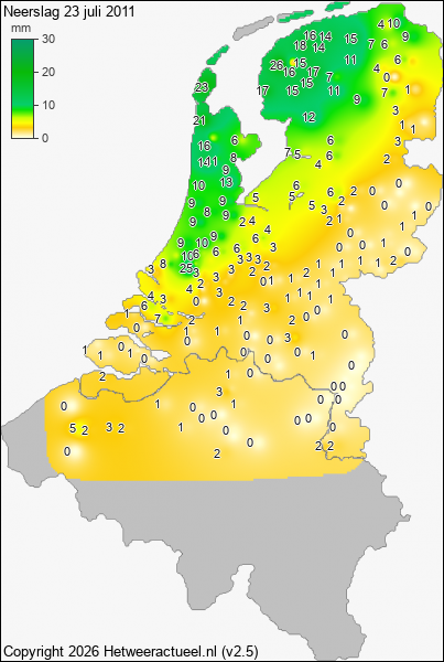 Neerslag 23 juli 2011