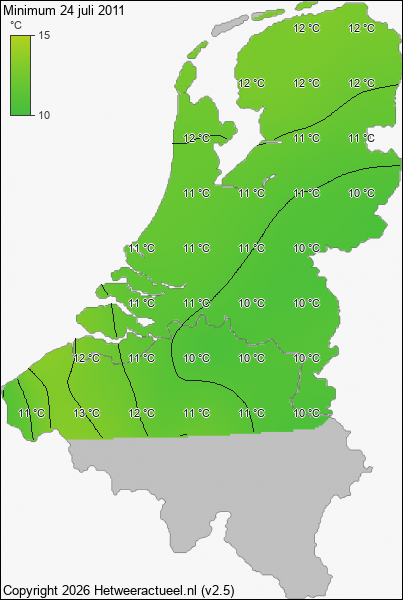 Minimum temperatuur 24 juli 2011