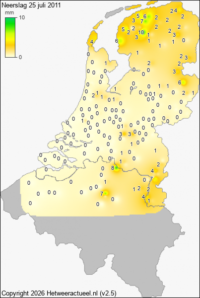 Neerslag 25 juli 2011
