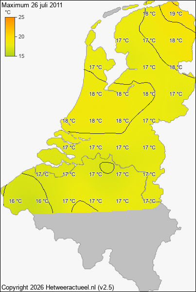 Maximum temperatuur 26 juli 2011