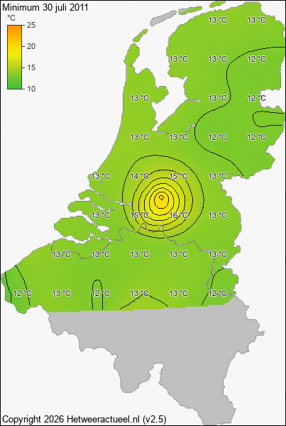 Minimum temperatuur 30 juli 2011