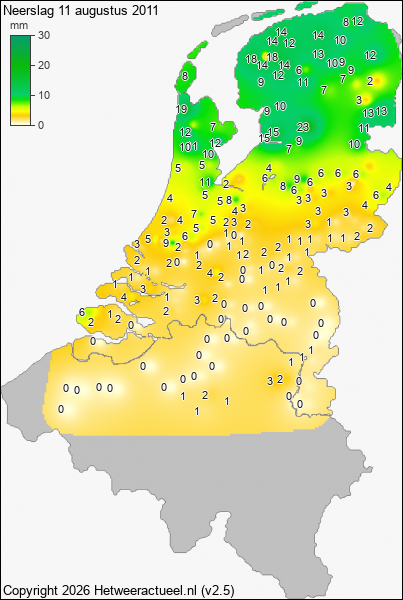 Neerslag 11 augustus 2011