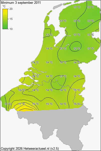 Minimum temperatuur 3 september 2011