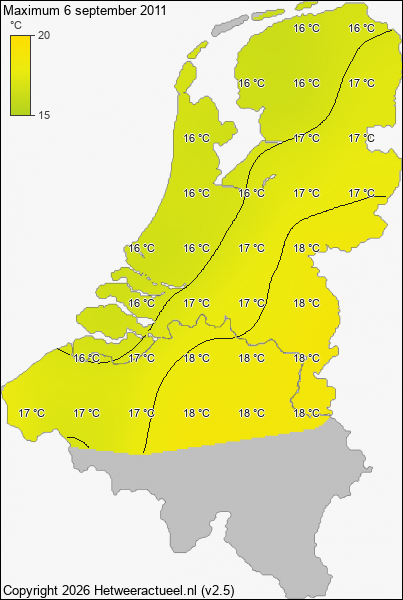 Maximum temperatuur 6 september 2011