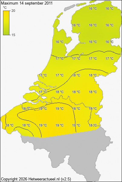 Maximum temperatuur 14 september 2011