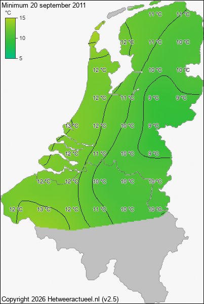 Minimum temperatuur 20 september 2011