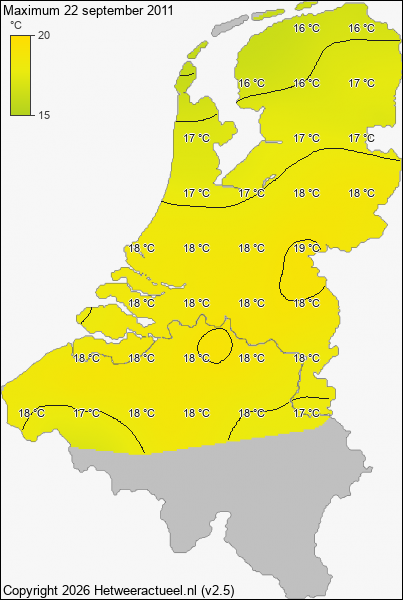 Maximum temperatuur 22 september 2011