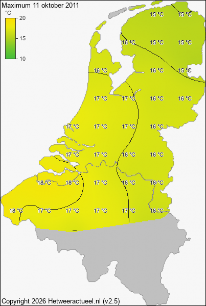 Maximum temperatuur 11 oktober 2011